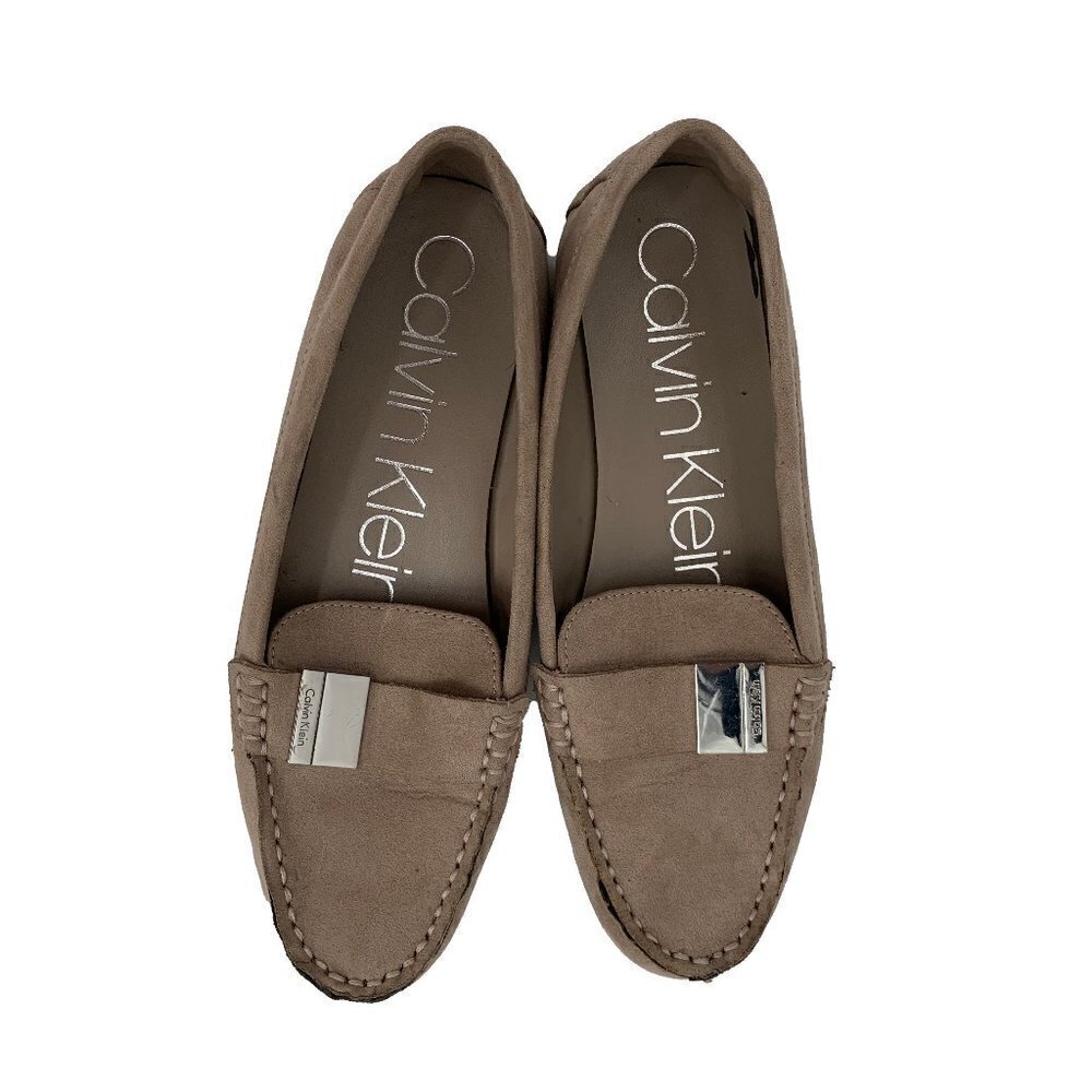 Calvin Klein Lisa Suede Tan Loafers Hardware 7.5